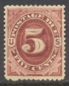J 25 5c Bright Claret 1891 Postage Due AVG-F Unused #j25ogavg