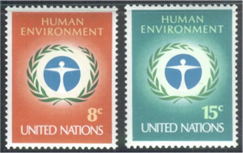 UNNY 229-30 8c-15c Human Environ. UN NH Inscription blocks #unny229ib