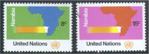 UNNY 240-1 8c-15c Namibia United Nations NH Inscription blocks #UNNY241ib
