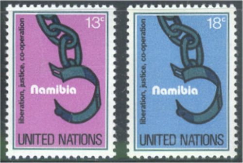 UNNY 296-97 13c- 18c Namibia UN NH Inscription blocks #unny296ib