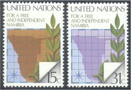 UNNY 312-13 15c-31c Namibia United Nations NH Inscription block #unny312ib