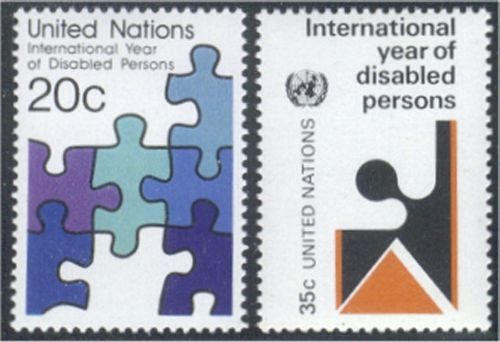 UNNY 344-45 20c-35c Disabled Persons Inscription Blocks #ny344mi