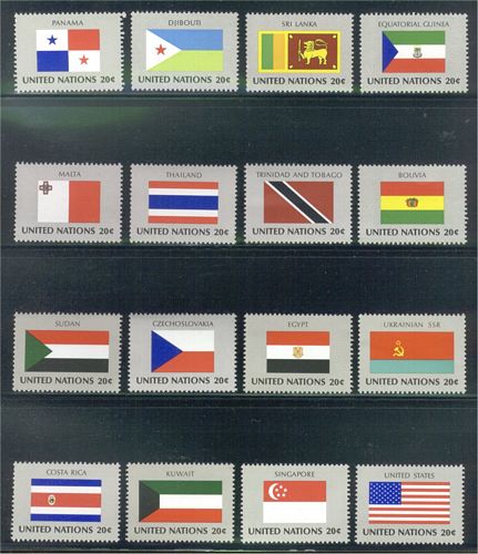 UNNY 350-65 1981 Flag Series Singles F-VF NH #UNNY350-65