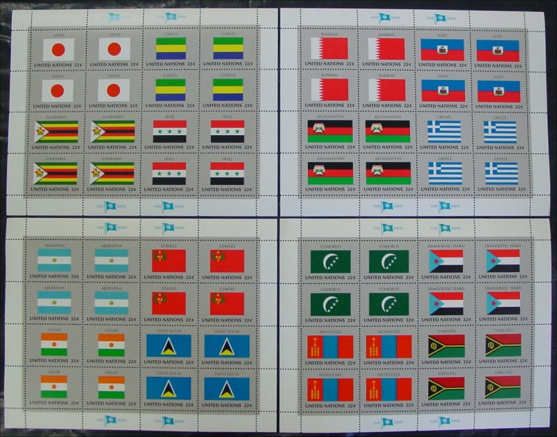 UNNY 499-514 22c 1987 Flag Series, 4 sheets of 16 * F-VF NH #UNNY499-514shset