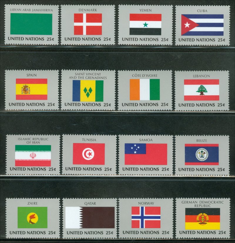 UNNY 528-43 25c 1988 Flags Singles F-VF NH #UNNY528-43set