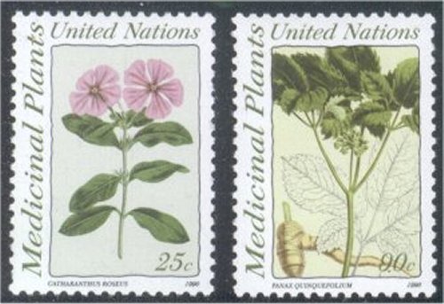 UNNY 575-76  25c-90c Medicinal Plants Inscription Blocks #ny575mi