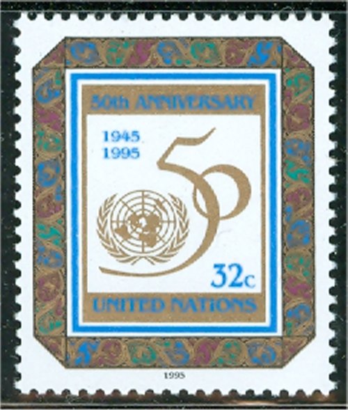 UNNY 655    32c U.N. 50th Anniv. Inscription Block #ny655mi
