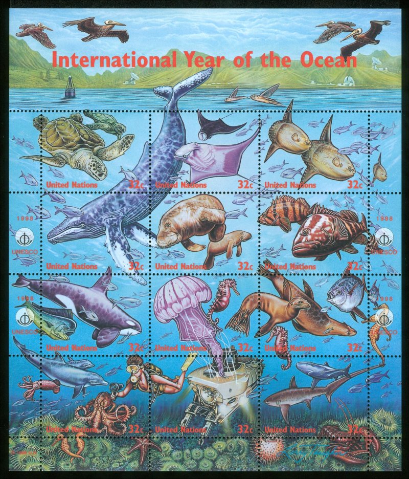 UNNY 734    32c Ocean Sheet of 12 #ny734nh