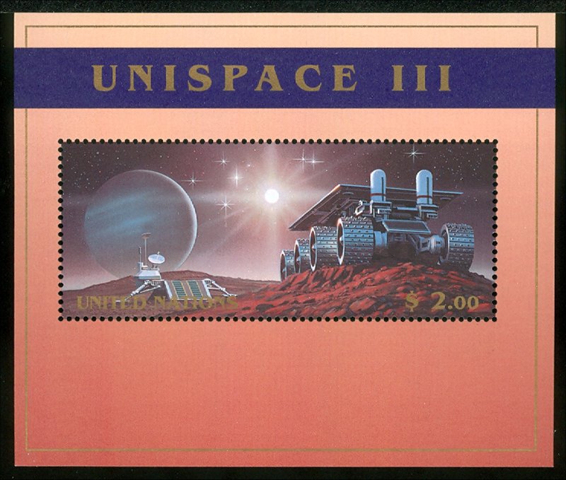 UNNY 763    2 Unispace Souvenir Sheet #ny763nh