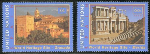 UNNY 784-5  33c,60c Heritage Spain Mint NH Inscription Blocks #ny784-5mi