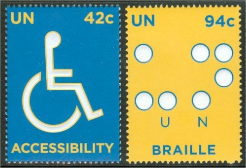 UNNY 960-61 42c,94c Disabled Rights Insc. Block #UNNY960-61ib