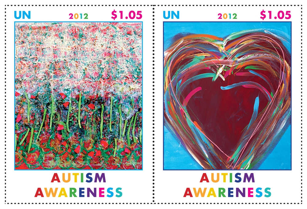 UNNY 1040-1 1.05 Autism Awareness Inscription Block of 4 #ny1040-1ib