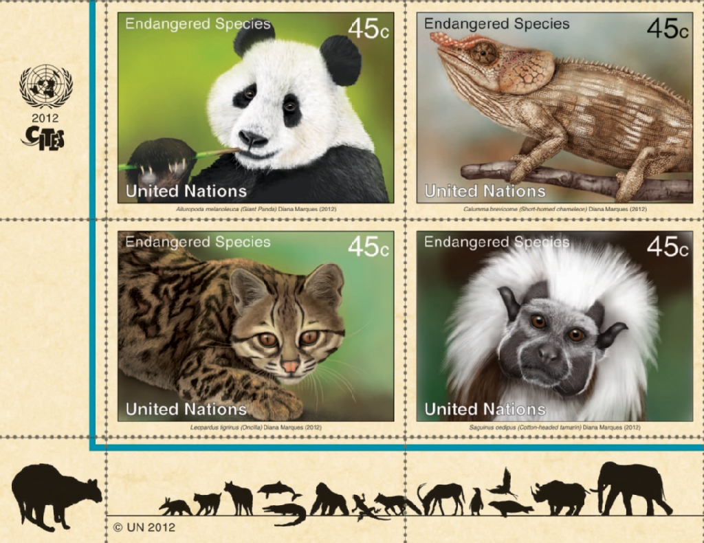 UNNY 1042-5 .45c Endangered Species Sheet of 16 #ny1042sh