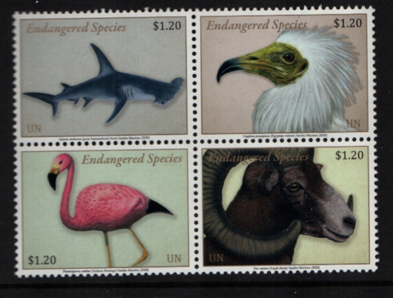 UNNY 1232-35 1.20  Endangered Species Block of 4 Mint NH #unny1232-35