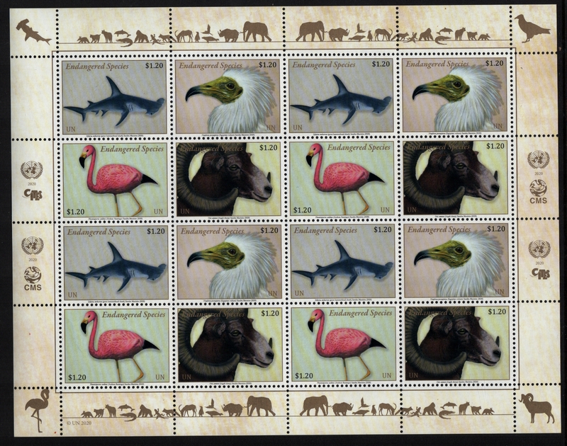 UNNY 1232-35  Endangered Species Sheet of 16 Mint NH (unny1232-35sh)  Golden Valley Minnesota Stamp Co