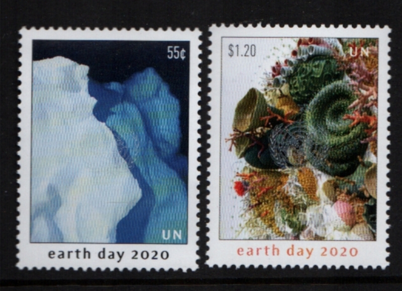 UNNY 1238-39 55c, 1.20 Earth Day 2020 Mint NH Singles #unny1238-39pr
