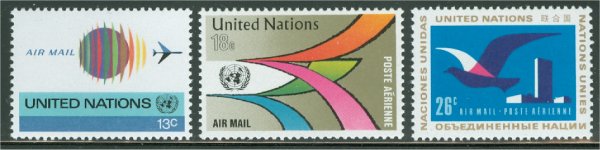 UNNY C19-21 3c- 26c Airmails (1974) . UN New York Mint NH #nyc19