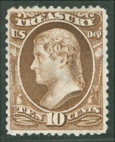 O 77 10c Treasury Official Stamp AVG-F Unused OG #o77ogavg