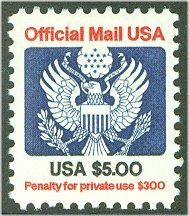 O133 5 Eagle Official F-VF Mint NH #5869
