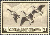 RW 3 1936 Duck Stamp 1 Canada Geese Used Minor Defects #rw3umd