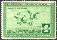 RW 4 1937 Duck Stamp 1 Scaup Duck Used Minor Defects #rw4umd