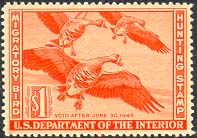 RW11 1944 Duck Stamp 1 Geese Used Minor Defects #RW11umd