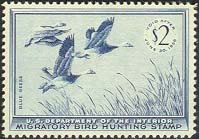 RW22 1955 Duck Stamp 2 Blue Geese Used Minor Defects #RW22umd
