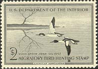 RW23 1956 Duck Stamp 2 Merganser Used Minor Defects #RW23umd