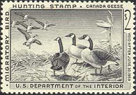 RW25 1958 Duck Stamp 2 Canada Geese Used Minor Defects #RW25umd