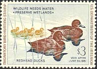 RW27 1960 Duck Stamp 3 Redhead Ducks Used Minor Defects #RW27umd