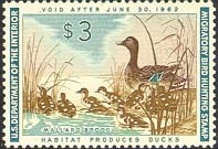 RW28 1961 Duck Stamp 3 Mallard Used Minor Defects #rw28umd