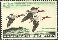 RW32 1965 Duck Stamp 3 Canvasbacks Used Minor Defects #rw32umd