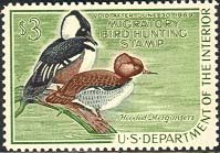 RW35 1968 Duck Stamp 3 Hooded Mergansers Used Minor Defects #rw35umd