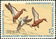 RW38 1971 Duck Stamp 3 Cinnamon Teal Plate Block #rw38pb