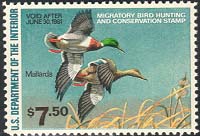 RW47 1980 Duck Stamp 7.50 Mallards F-VF Unused OG #rw47og