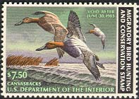 RW49 1982 Duck Stamp 7.50 Canvasbacks. F-VF Used #rw49used