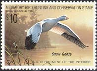RW55 1988 Duck Stamp 10 Snow Goose Plate Block #rw55pb