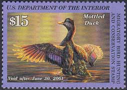 RW67 2000 Duck Stamp 15.00 Mottled Duck Plate Block F-VF Mint N #rw67pb