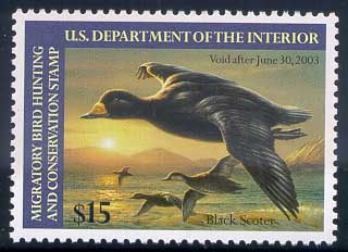 RW69 2002 Duck Stamp 15.00 Black Scoter Plate Block #rw69pb