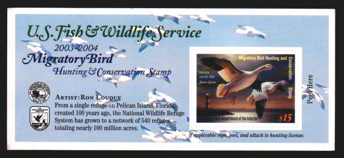 RW70A 2003 Duck Stamp 15.00 Snow Geese, Self Adhesive F-VF Min #rw70a