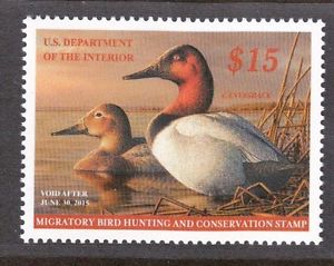 RW81 2014 15.00 Canvasback Duck Stamp  Used #rw81used