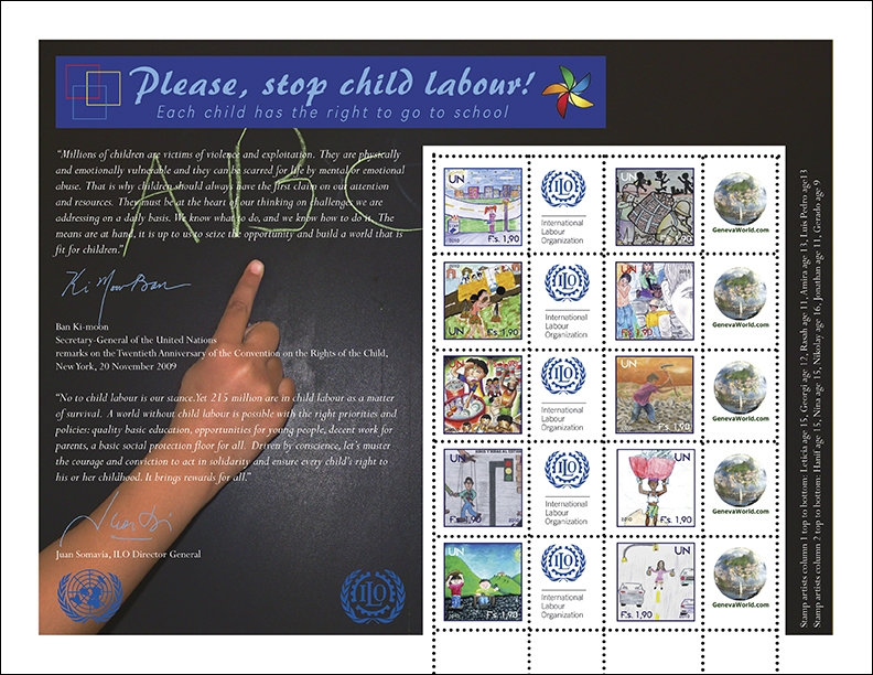 UNG 528 1,90 Fr Stop Child Labor Personalized Sheet of 10 #ung528
