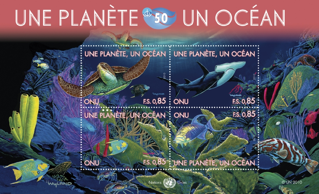 UNG 519-20 85c, 1fr One Plane One Ocean 2 Souvenir Sheets #ung519