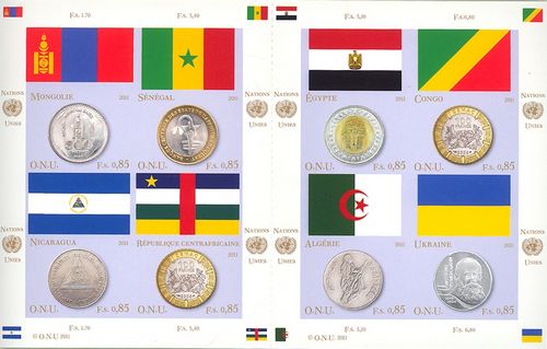 UNG 532 85c Coins and Flags Sheet #ung532