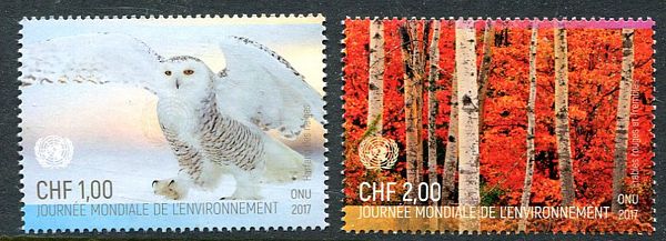 UNG 636-637 1, 2 Fr World Environment Day Set of 2 Singles #ung636-7set