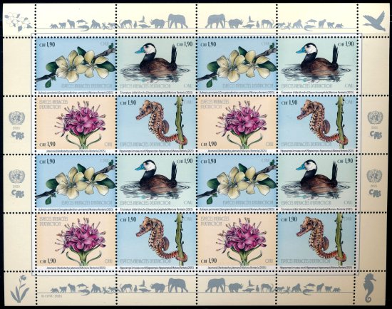 UNG 764-67  1.90 Fr  Endangered Species  Mint NH Sheet of 16 #ung764-67sh