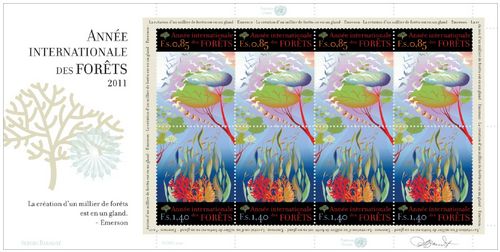 UNG 544-45 85c, 1.40 fr International Year of Forests Sheet of 8 #ung545sh