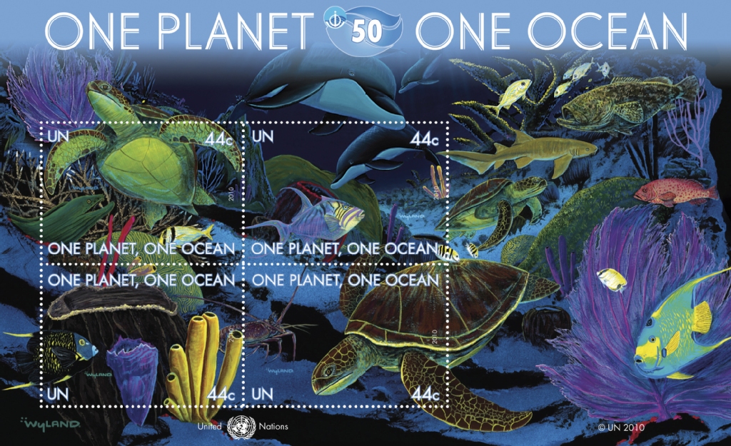 UNNY 1003-04 44c, 98c One Planet One Ocean 2 Souvenir Sheets #unny1003-4ss