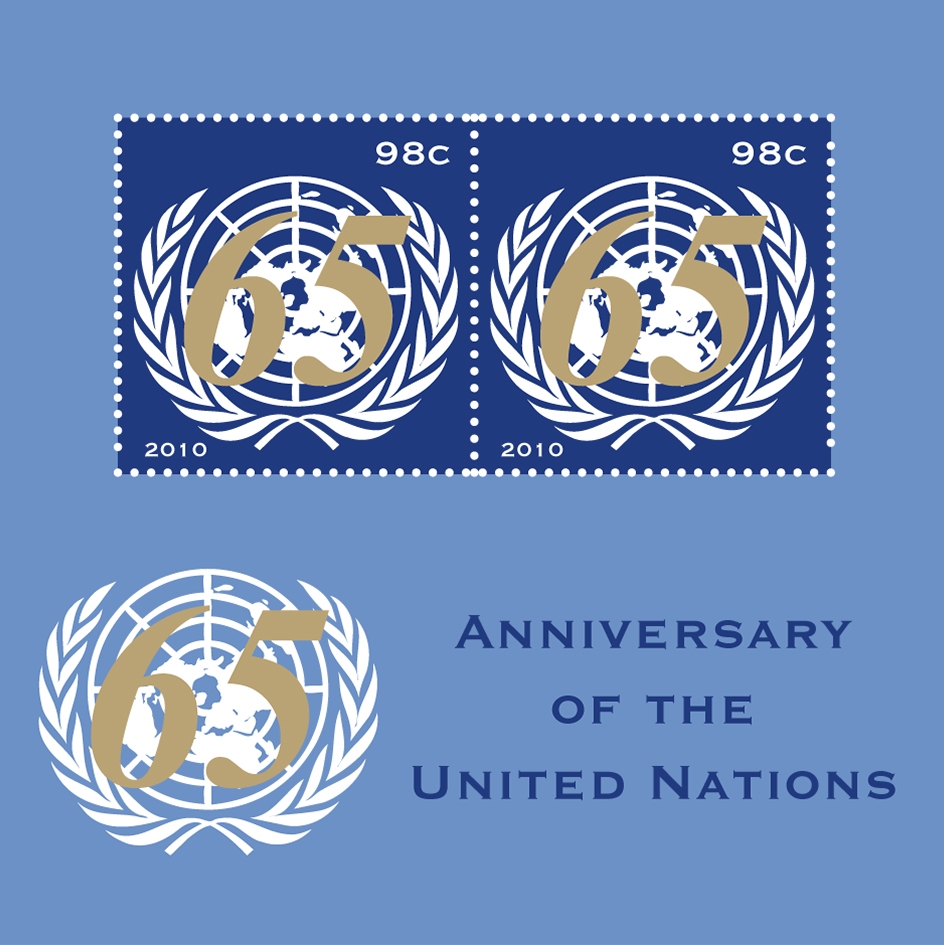 UNNY 1011 98c United Nations 65th Anniversary Souvenir Sheet #unny1011