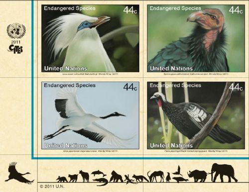 UNNY 1031-4 44c 2011 Endangered Species Block of 4 Mint NH #unny1031-4blk